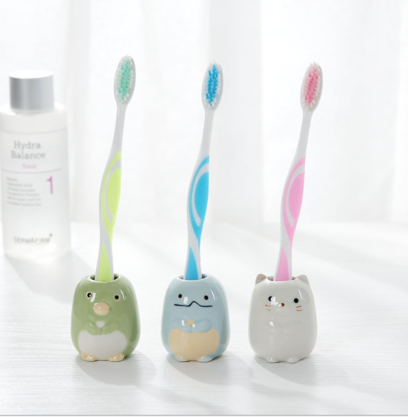 Multi-functional ceramic cartoon toothbrush holder, toothbrush seat, cotton pad, signature holder and toothpick bucket Specification image