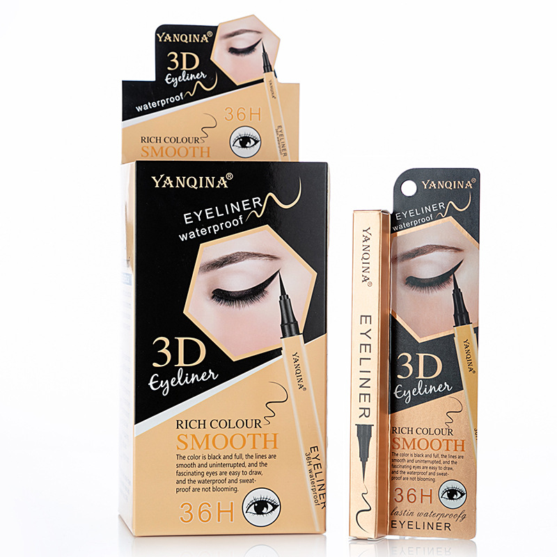 yanqina妍琦娜酷黑3D眼线液速干防水持久不晕染36H眼线笔国货彩妆产品图