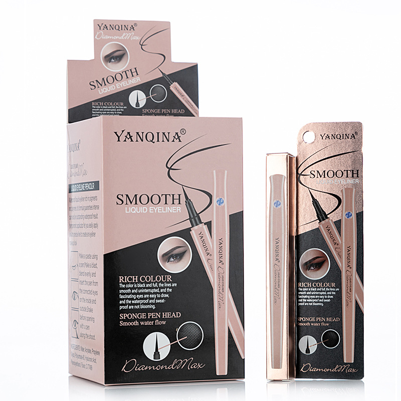 yanqina妍琦娜 酷黑带钻眼线笔不晕染速干防水持久眼线液笔彩妆产品图
