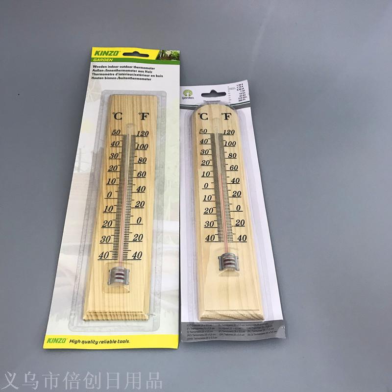 松木温度计 室内外温度计 外标式玻璃温度计 木制温度计批发细节图