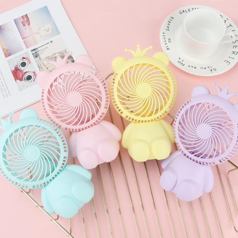 Creative Crown Bear charging small fan USB mini fan quiet compact portable cool summer small fan