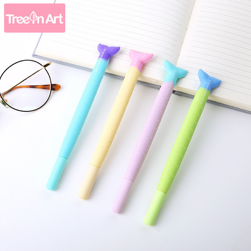 新品创意笔 美人鱼软胶造型中性笔 学生文具用品笔批发