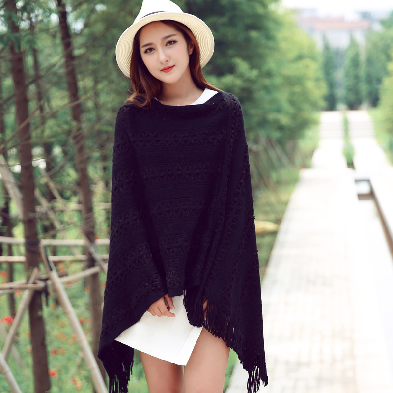 Europe And The United States Street Imitation Cashmere Two-Color Cape Shawl Autumn Winter Warm Ladies Shawl Scarf Aliexpress Foreign Trade Specification drawing