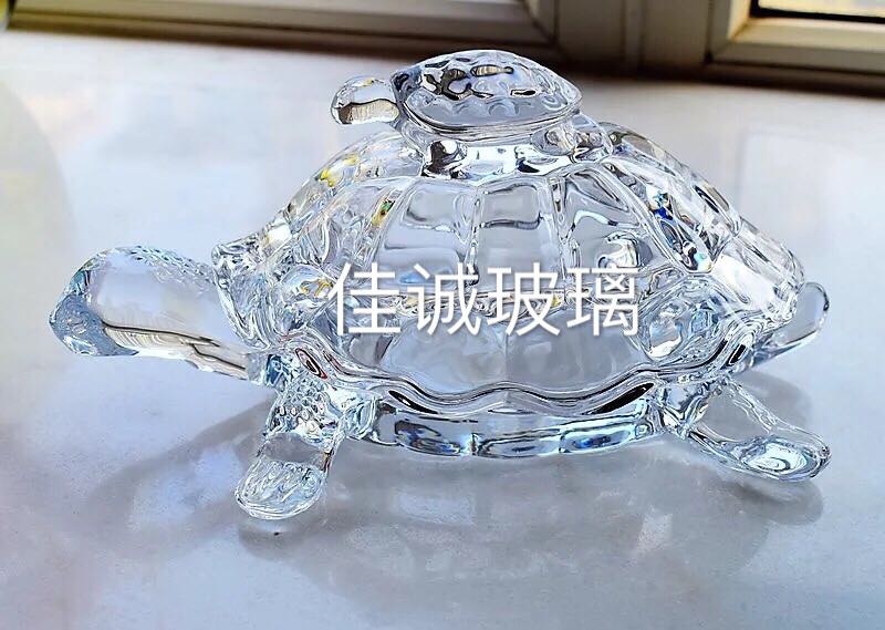 乌龟水晶玻璃糖果盒储物罐干果盒带盖水果盘装饰摆件家居饰品