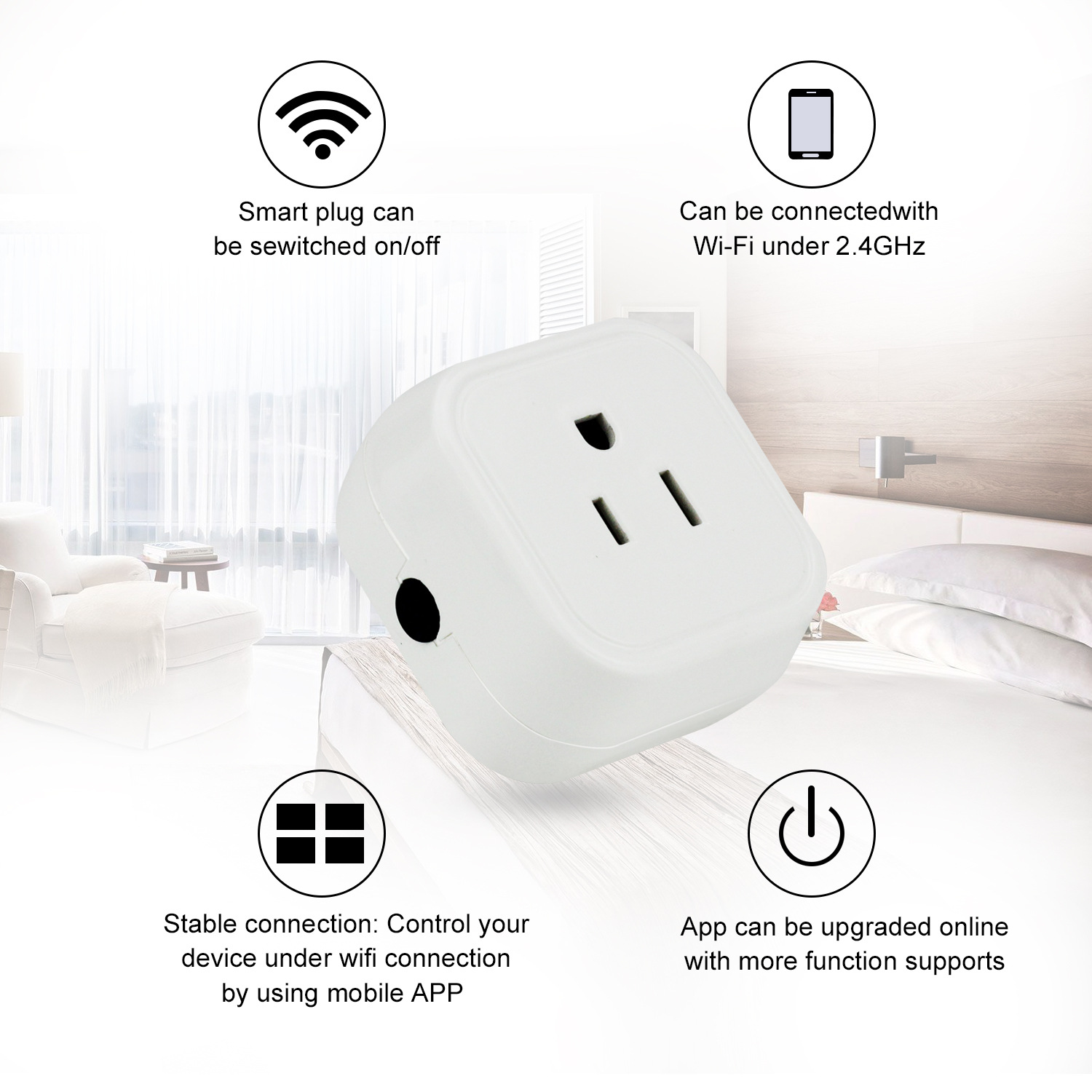 Smart socket American standard multi-functional Alexa voice MINI socket phone remote control