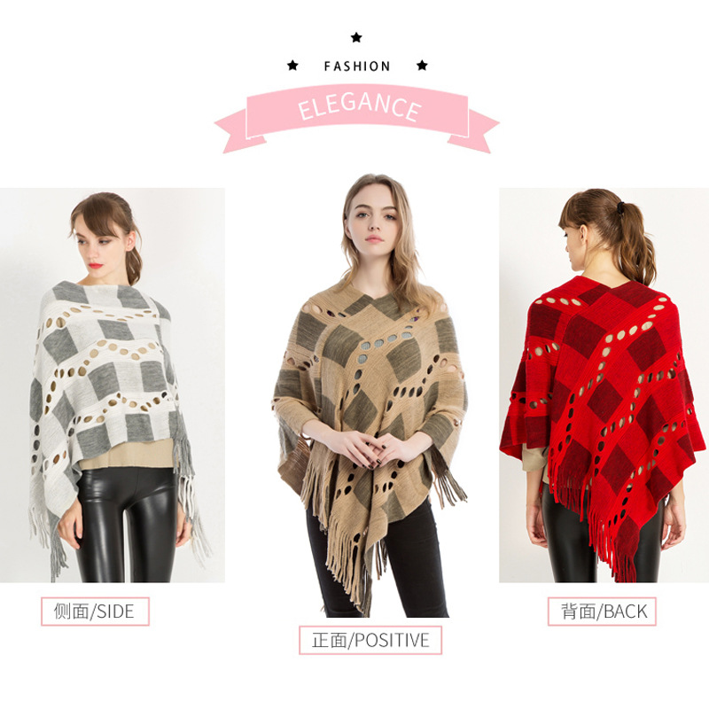 Manufacturers Direct Sales Of Imitation Cashmere Pullover Knitwear Matching Color Wool Cloak Wholesale New Fringe Warm Shawl Specification drawing