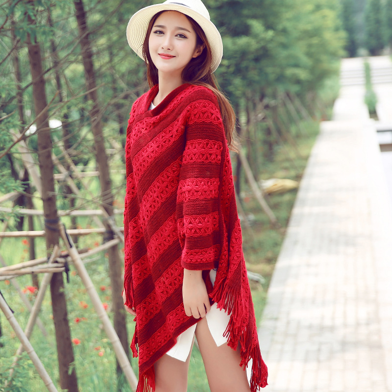 Europe And The United States Street Imitation Cashmere Two-Color Cape Shawl Autumn Winter Warm Ladies Shawl Scarf Aliexpress Foreign Trade Application Scenario