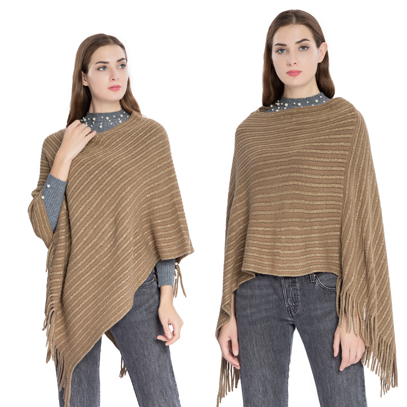 Europe And The United States Fashion Large Size Sleeveless Knitwear Women New Cross-Border Gold Wire Imitation Cashmere Pullover Cape Cape