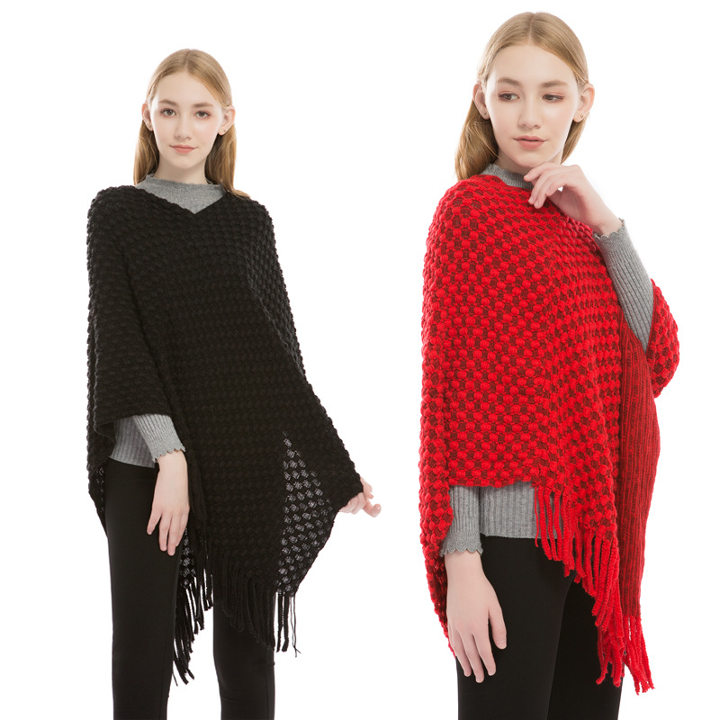 Imitation Cashmere Pullover Cape in Autumn Outfit