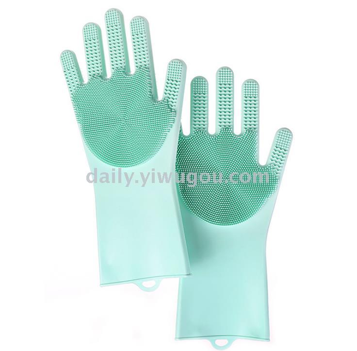 升级版创意多用双面刷毛家务硅胶洗碗手套厨房清洁手套魔术手套刷