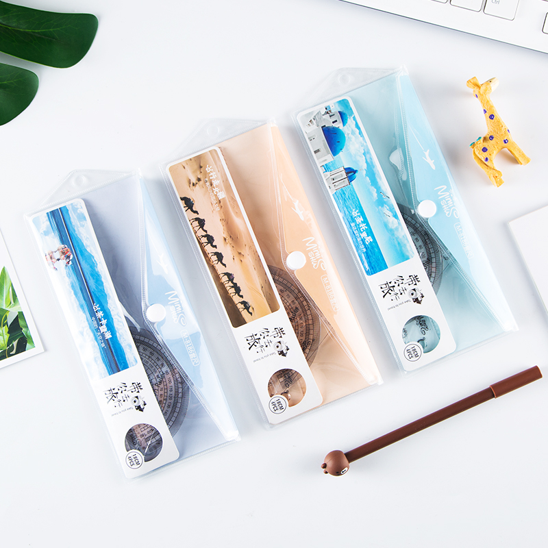 卡通学生套尺创意文具简约经典透明尺子套装学生学习用具