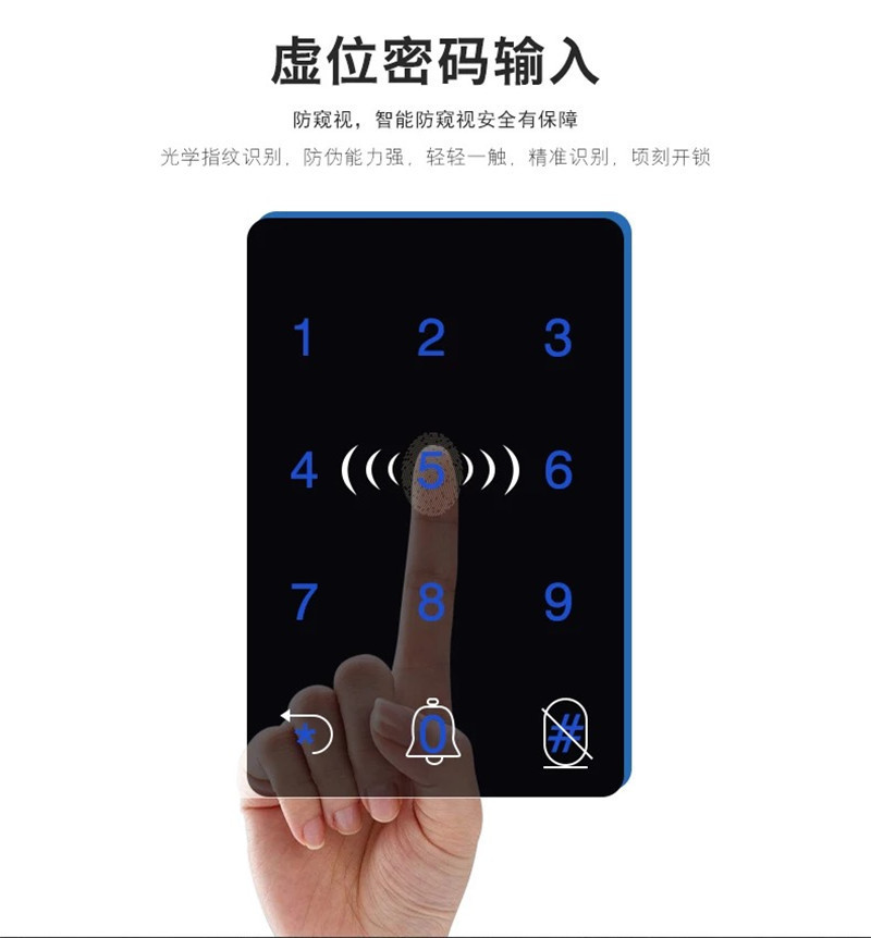 Office glass door fingerprint code lock sliding door no-hole wiring double access electronic swipe card
