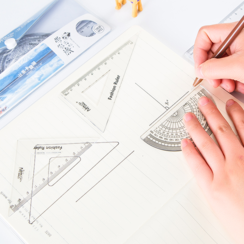 卡通学生套尺创意文具简约经典透明尺子套装学生学习用具细节图