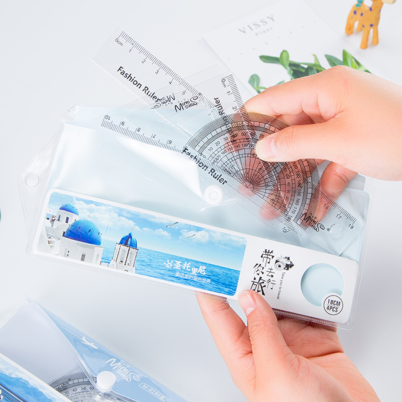 卡通学生套尺创意文具简约经典透明尺子套装学生学习用具产品图