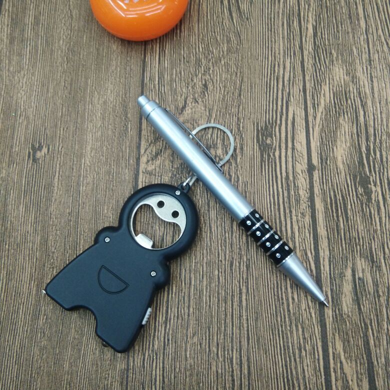 Multi-functional keychain (with light, ruler, bottle opener) + ballpoint pen Specification image