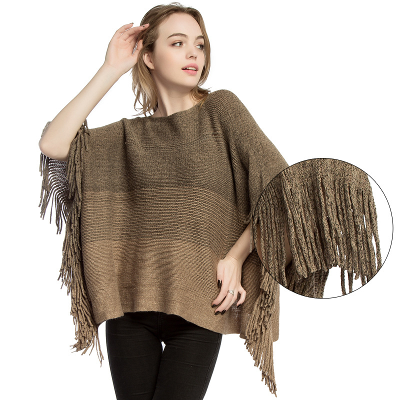 New Gold Wool Large Size Poncho Wholesale Poncho Manufacturers Direct Sales Imitation Cashmere Knitted Pullover details Picture