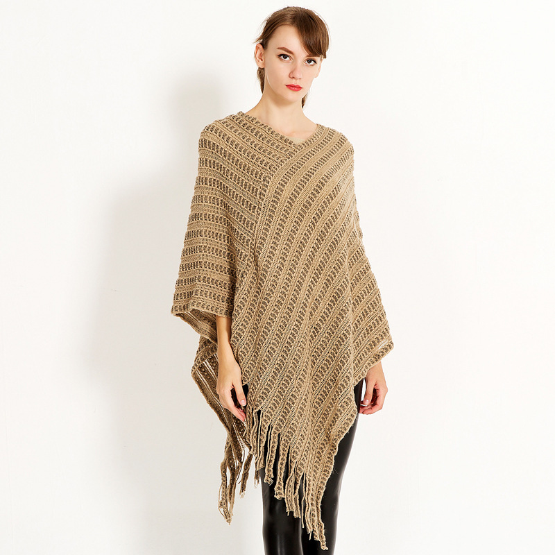 New Winter Warm Scarf Shawl Dual Purpose Manufacturers Direct Sales Large Size Imitation Cashmere Knitted Pullover Poncho Application Scenario