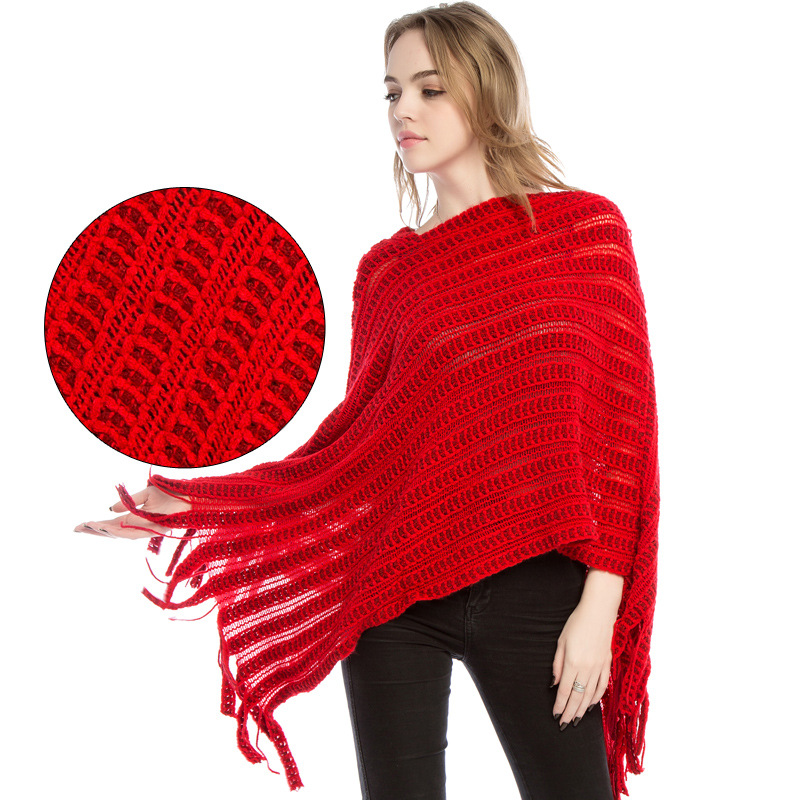 New Winter Warm Scarf Shawl Dual Purpose Manufacturers Direct Sales Large Size Imitation Cashmere Knitted Pullover Poncho details Picture
