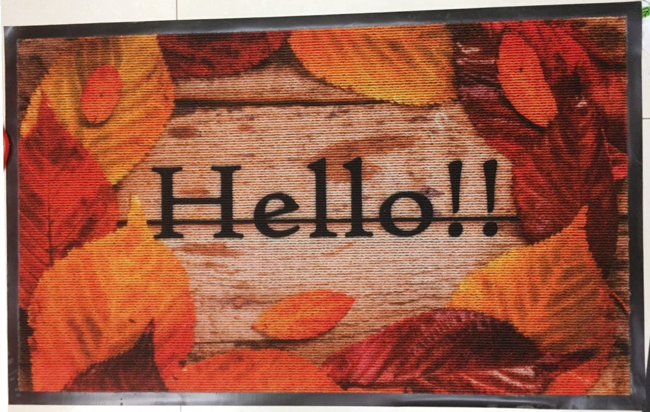 PVC base high-definition ring velvet printed floor mat, door gasket, velvet foot mat, polyester anti-slip mat, foot mat, household mat, 38*58cm details Picture