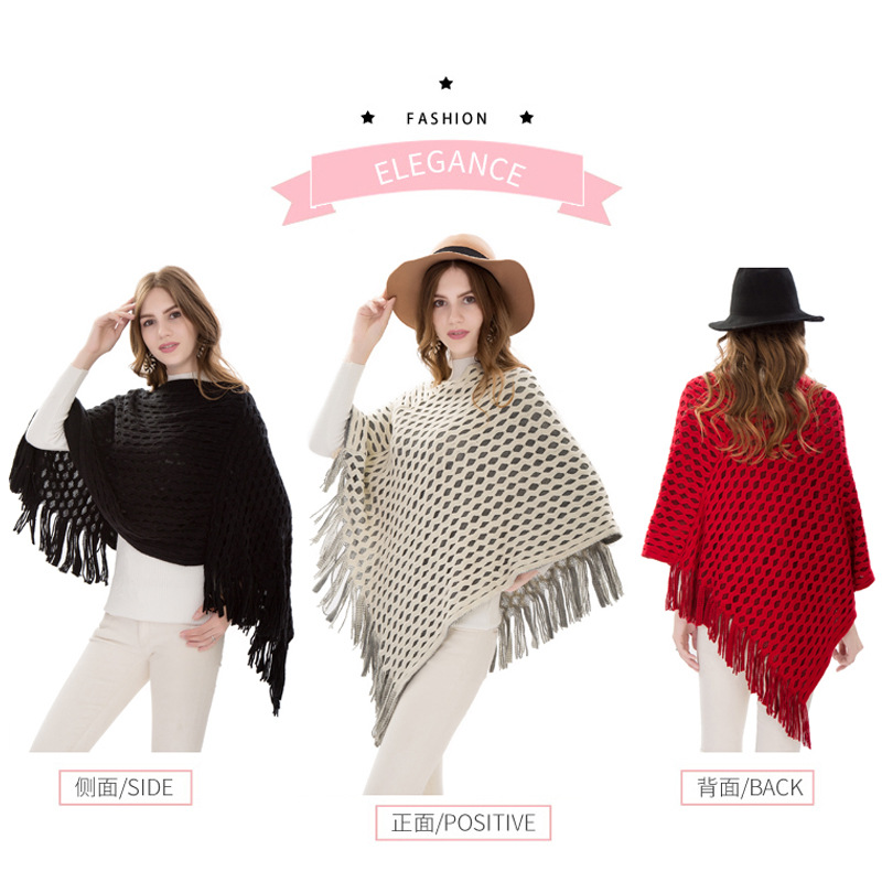 New Winter Aliexpress Code Knitting 蝙蝠衫 Manufacturers Direct Sales Imitation Cashmere Tassel Pullover Cape Cape Application Scenario