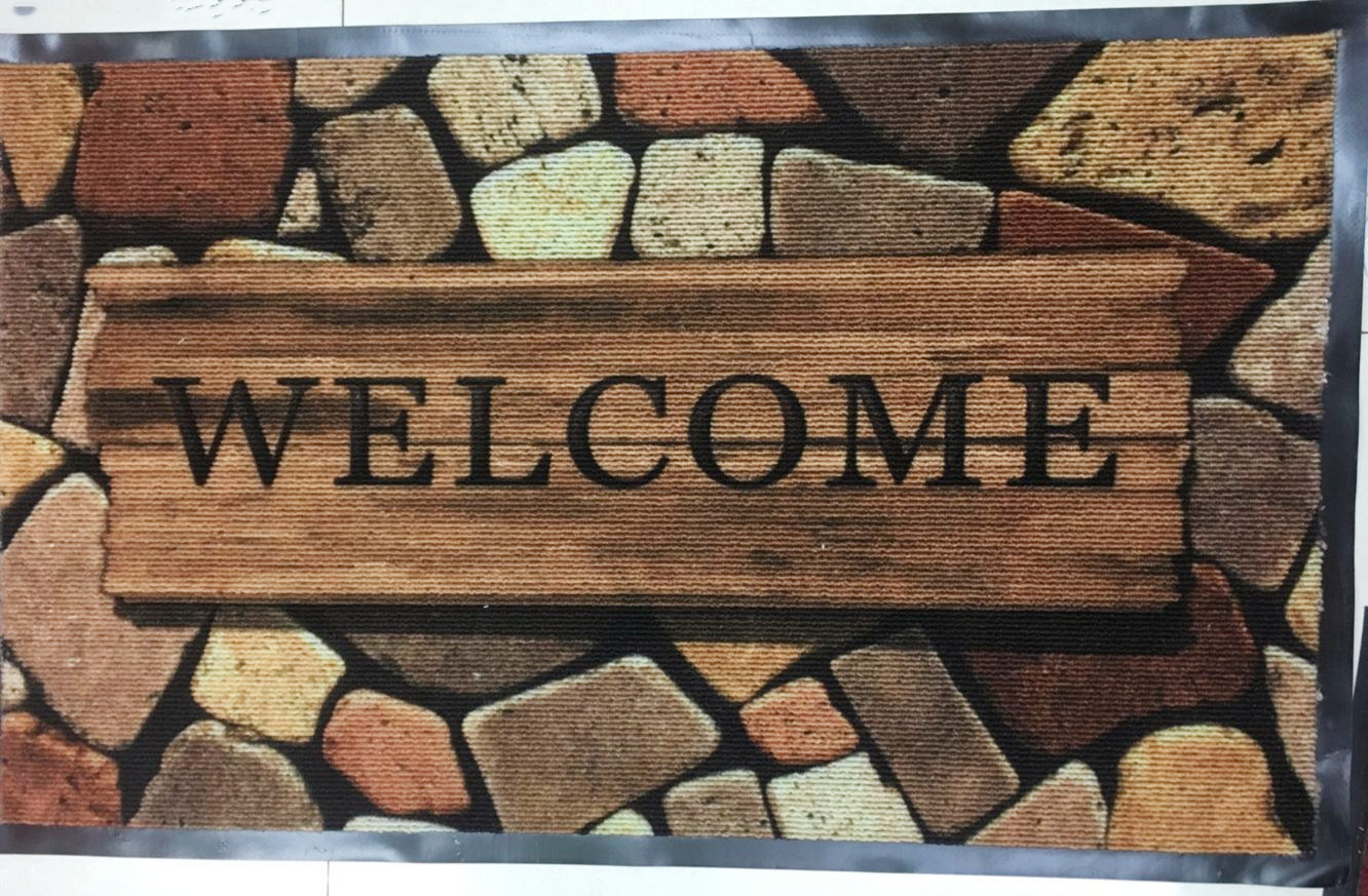 PVC base high-definition ring velvet printed floor mat, door gasket, velvet foot mat, polyester anti-slip mat, foot mat, household mat, 38*58cm full figure