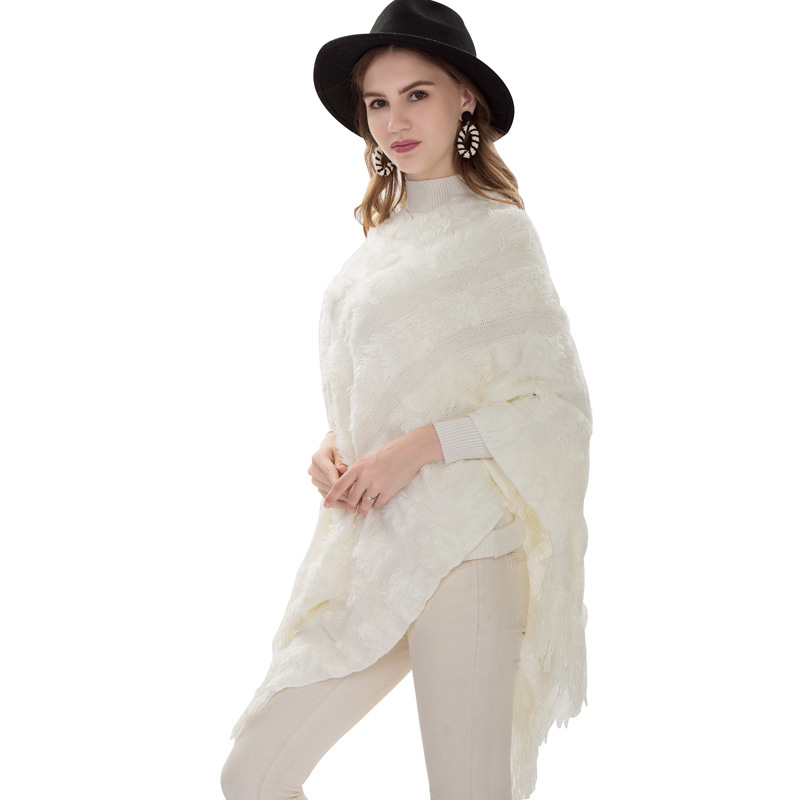 Manufacturers Direct Sales Thermal Knitting 蝙蝠衫 Female Poncho Imitation Cashmere Jumper Cape Cape Wholesale Customization Specification drawing