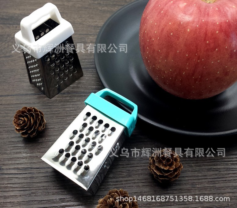 Stainless steel mini four-sided garlic and ginger grater, vegetable and fruit grater, cheese grater, portable grater details Picture