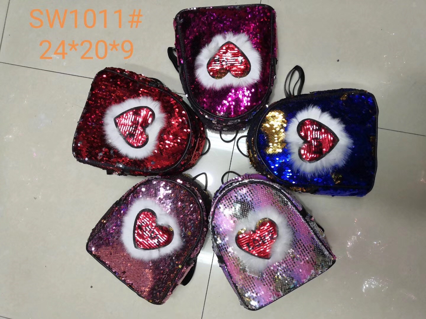 2019 New Sequin Cartoon Double Shoulder And Back, Novel Fashion Bag 1101 Specification drawing