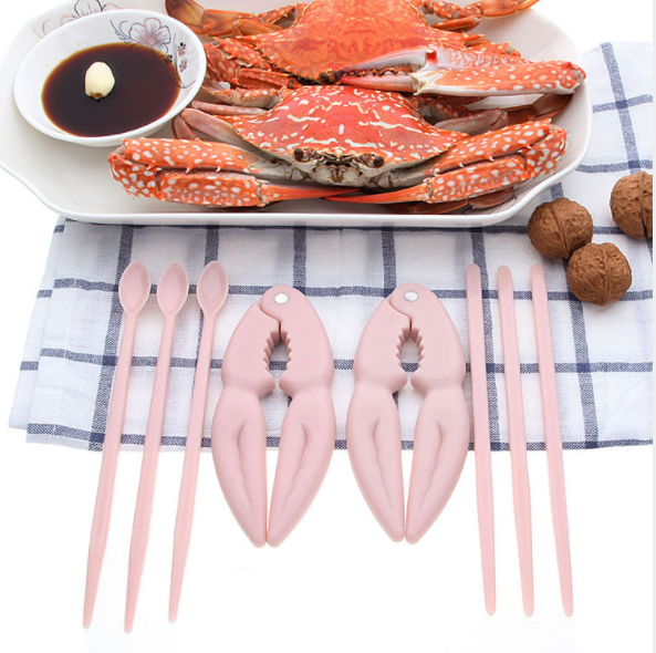 Discounted Nordic-style crab-eating tools eight-piece set, PP plastic crab-eating eight-piece crab pincers gift set in stock details Picture