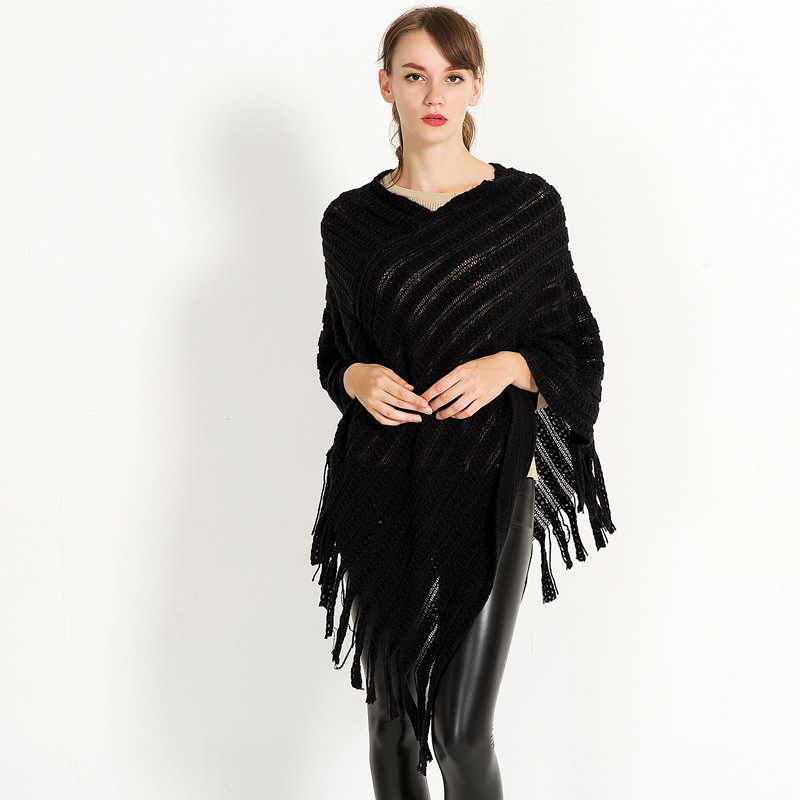New Winter Warm Scarf Shawl Dual Purpose Manufacturers Direct Sales Large Size Imitation Cashmere Knitted Pullover Poncho Specification drawing