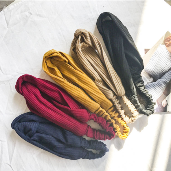 Korean style fashionable new hair accessories, headwear, knitted fabric, cross-knotted hair bands, elastic and sweet hair bands Specification image