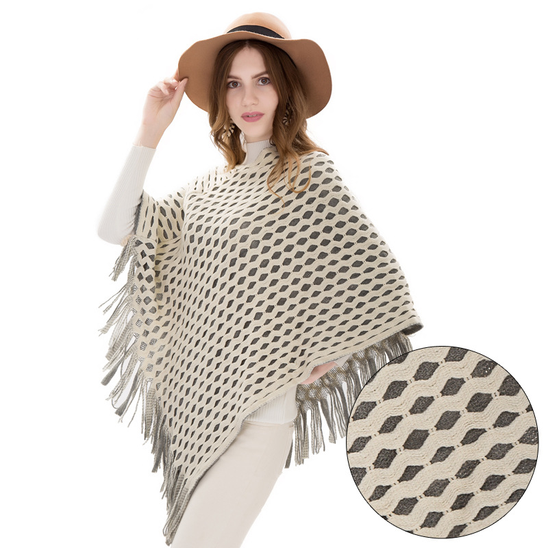 New winter Aliexpress code knitting 蝙蝠衫 manufacturers direct sales imitation cashmere tassel pullover cape cape