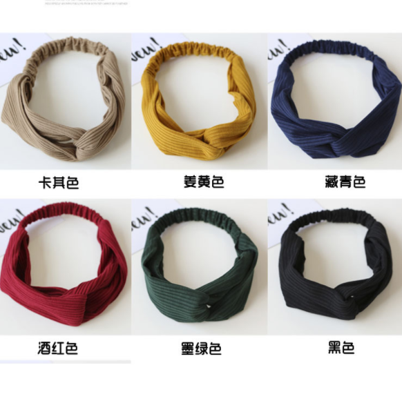 Korean style fashionable new hair accessories, headwear, knitted fabric, cross-knotted hair bands, elastic and sweet hair bands