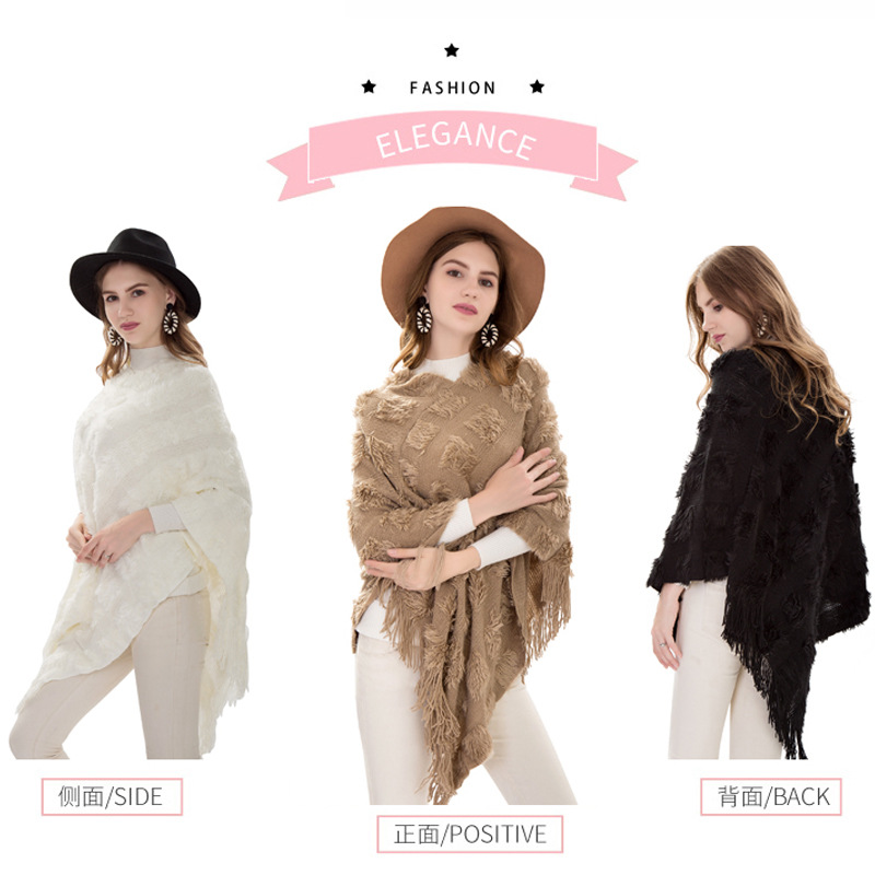 Manufacturers Direct Sales Thermal Knitting 蝙蝠衫 Female Poncho Imitation Cashmere Jumper Cape Cape Wholesale Customization Application Scenario