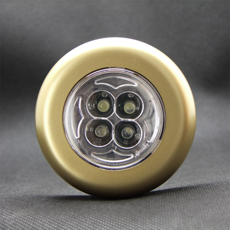 Manufacturer wholesale 4LED round patted light bedroom life touch small night light clothes cabinet light