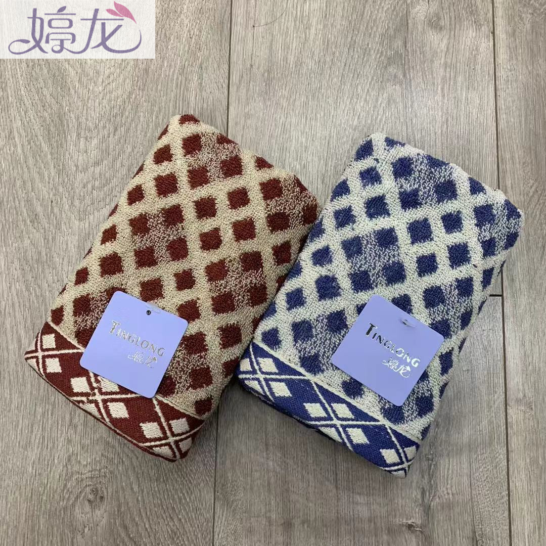 Ting Long new dark lattice cotton absorbent towel