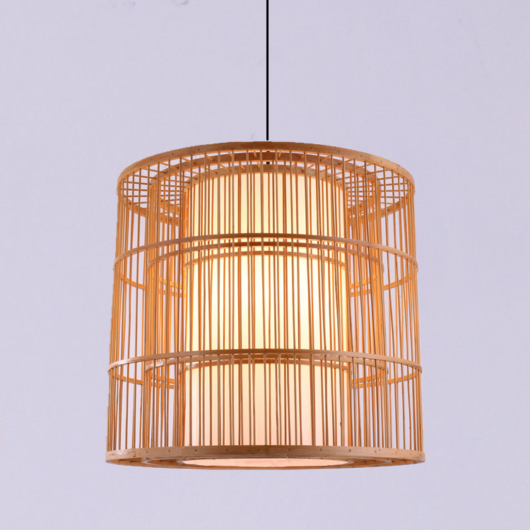 Contemporary Chinese style droplight is woven with bamboo of sitting room dining-room lamps and lanterns corridor