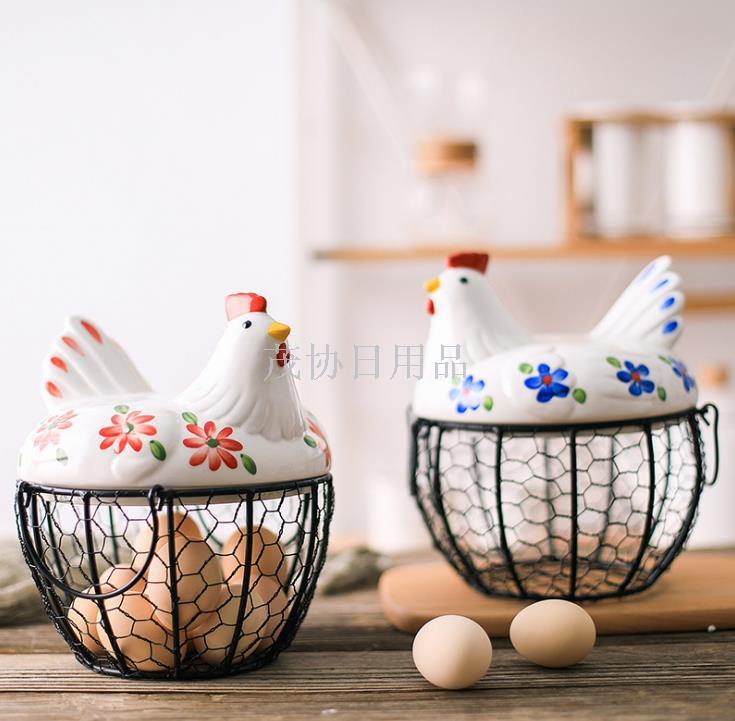 Creative ceramic basket, iron basket, egg basket, potato container, fruit basket, egg, iron basket