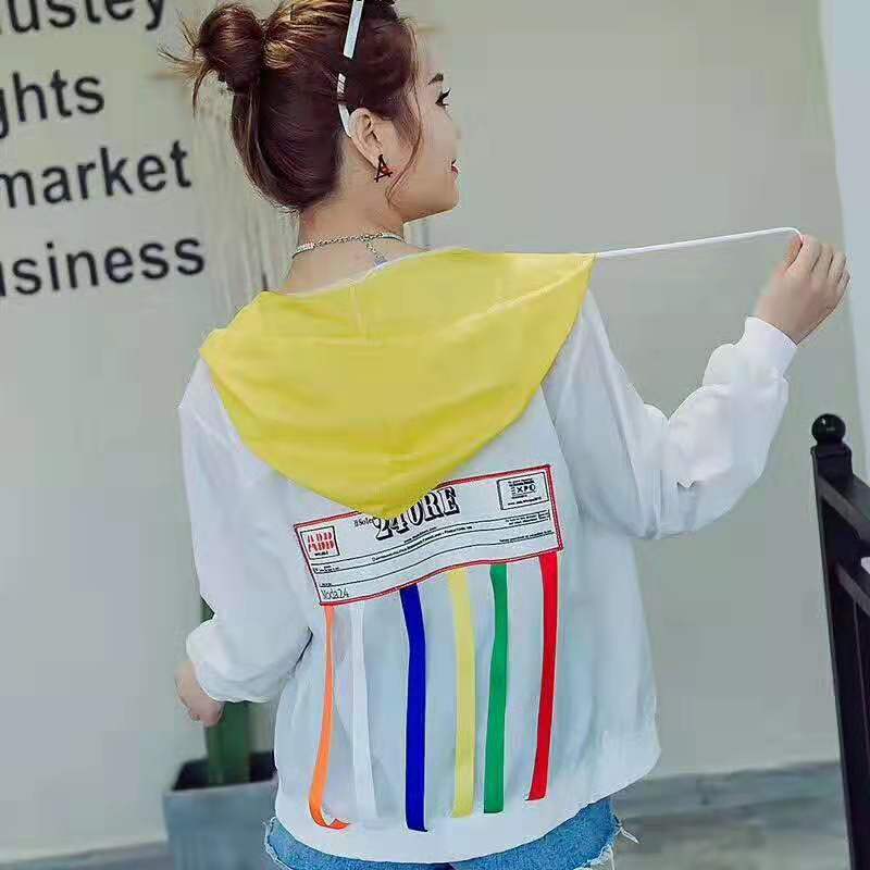 New summer women's sun-protective clothing, UV-resistant Korean-style striped jacket, hooded short sun-protective coat Specification image