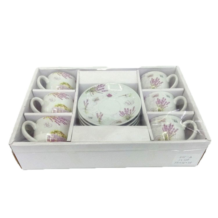 Ceramic coffee cup and saucer set with flowers 6 cups and 6 saucers new creative gift for export to Europe and South America coffee set thumbnail