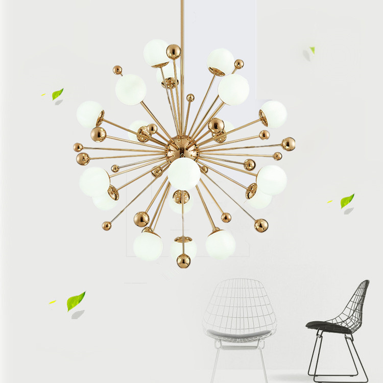 Pugongying chandelier simple lamps living room bedroom restaurant hotel LED glass ball chandelier