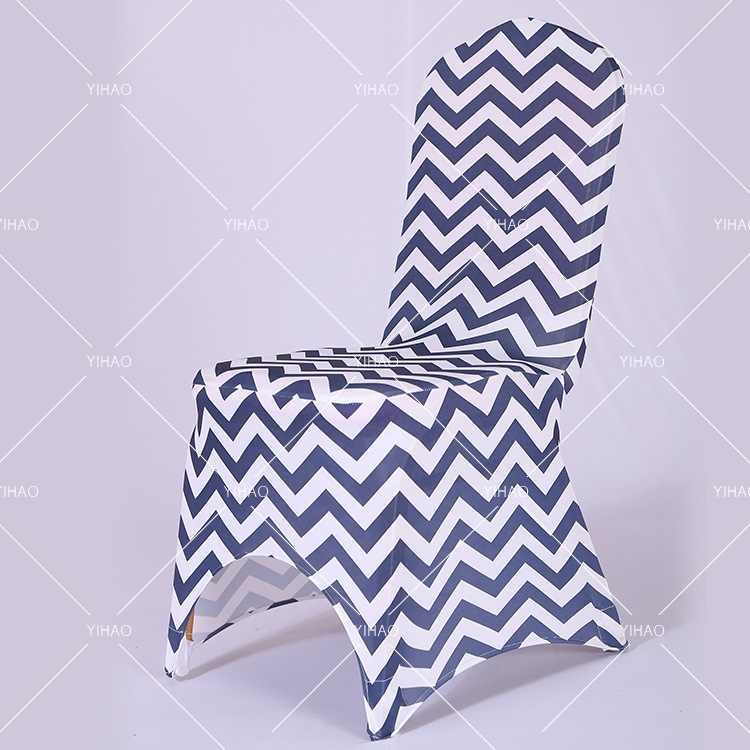 Black and white wavy striped elastic chair covers, hotel, restaurant, wedding and celebration chair covers wholesale