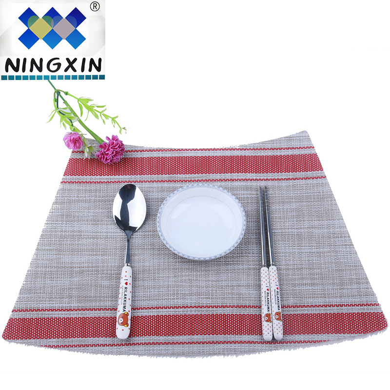 Factory direct sales of eco-friendly placemats, fan-shaped PVC Western placemats, new Chinese striped heat insulation pads, table MATS and bowl MATS details Picture
