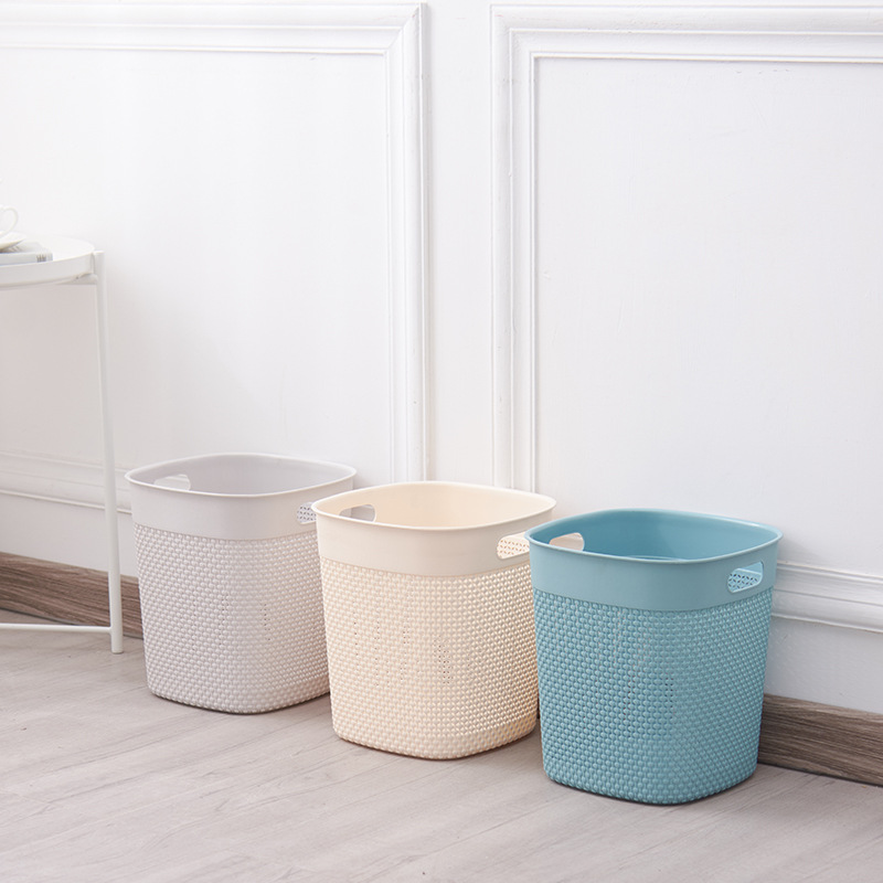 办公室家用大号镂空手提纸篓 办公桌收纳篮方形无盖垃圾桶批发产品图