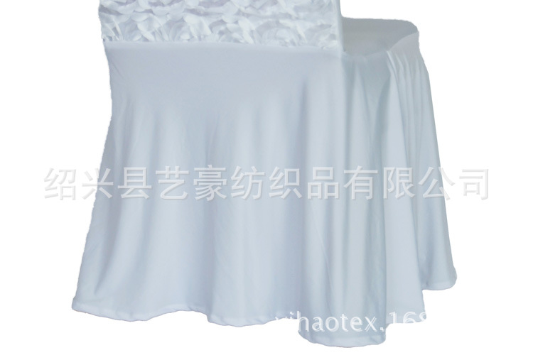 纯白色3D玫瑰花弹力椅套 酒店饭店椅套 婚庆椅套 餐厅弹力椅背套产品图