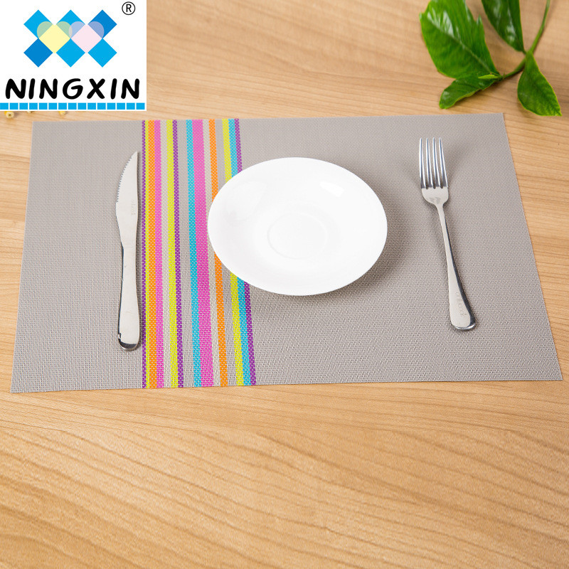 One meal, one mat Cross-border PVC placemats, colored striped Western placemats, 30*45cm, anti-slip and heat-insulating coasters, table MATS