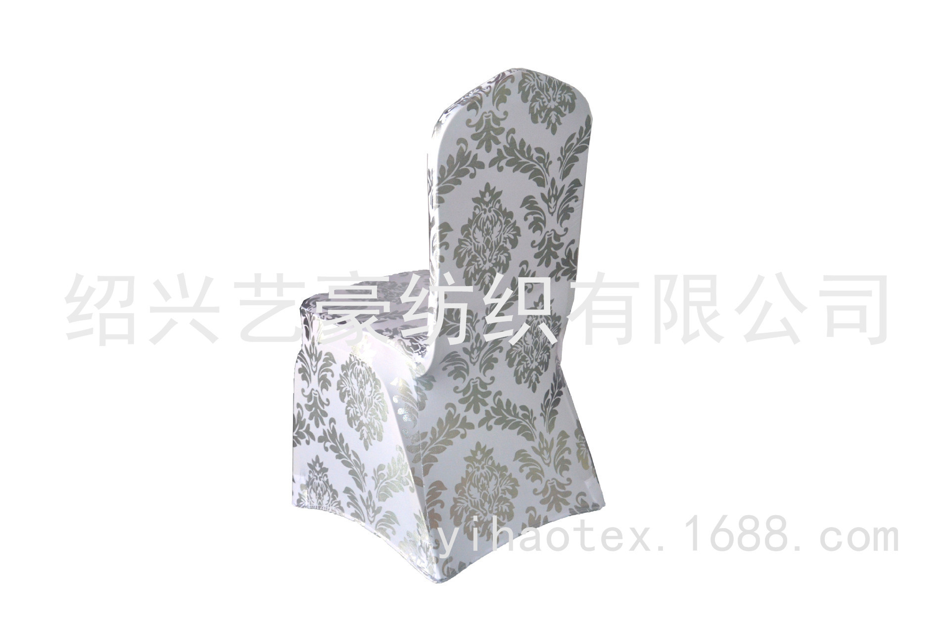 Custom-made multi-color gilded elastic printed chair covers, high-end hotel and restaurant white background wedding elastic chair covers details Picture