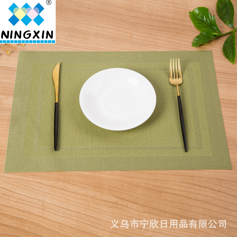 Double-frame Teslin solid color sturdy Western placemats, PVC wear-resistant hotel Western placemats, anti-slip MATS