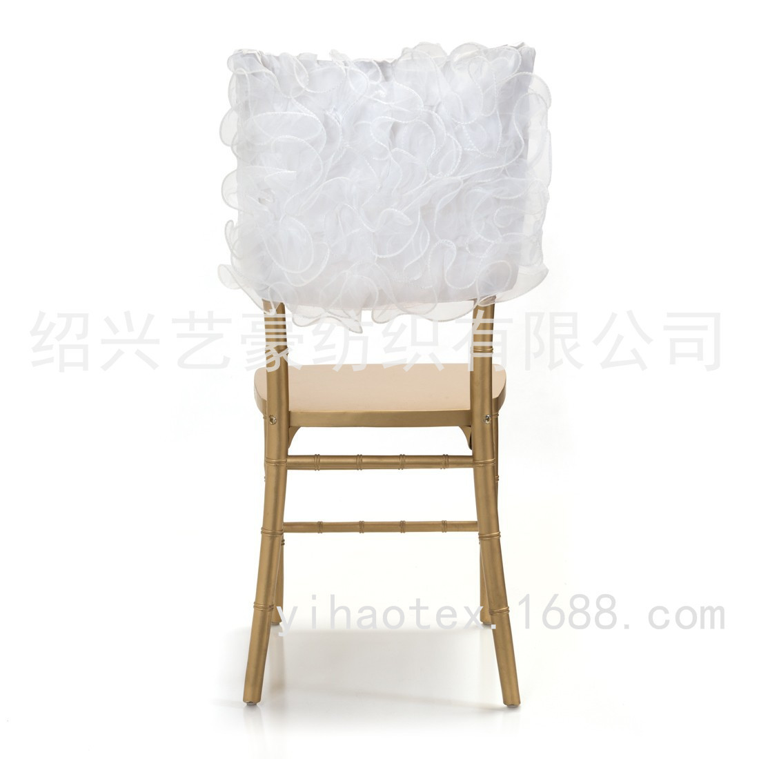 New wedding banquet bamboo chair back, flower fish silk pattern chair cover, organza link chair cover and chair cap details Picture