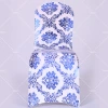 Wholesale of Chinese-style retro blue embossed elastic chair covers for hotels, restaurants, wedding banquets and other occasions details Picture